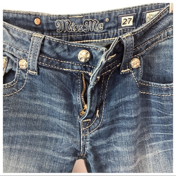 Miss Me Skinny Jeans Low Rise Embellished Bling 27 - Picture 8 of 14